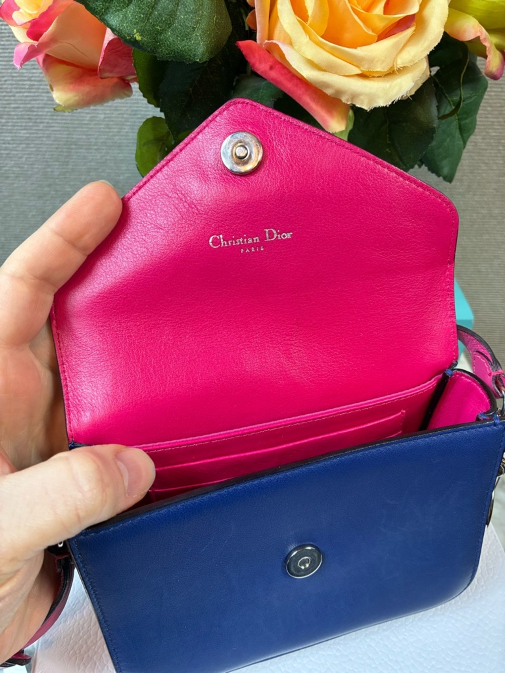 Dior Pink & Blue Leather Diorissimo Promenade Crossbody - Beautiful Pre-Loved - Picture 7 of 16